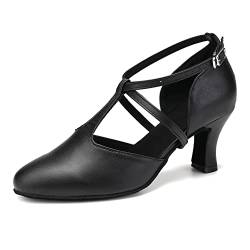 TINRYMX Damen Latin Tanzschuhe Salsa Tango Ballsaal Tanzschuhe,L272-Schwarz-6CM,41 EU von TINRYMX