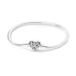 TINSLO Damen Armband 925 Sterling Silber, Armbänder mit Herz Verschluss Moments Schlangen Gliederarmband Armkette Valentinstag Muttertag Geburtstags Weihnachten Geschenk für Frauen Freundin Mama von TINSLO