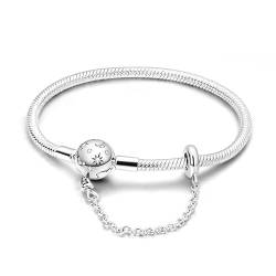 TINSLO Damen Armband 925 Sterling Silber, Armbänder mit Herz Verschluss Moments Schlangen Gliederarmband Armkette Valentinstag Muttertag Geburtstags Weihnachten Geschenk für Frauen Freundin Mama von TINSLO