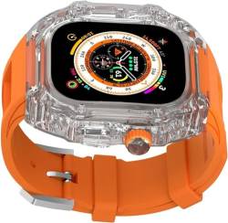 TINTAG 44 mm, 45 mm, 49 mm, kristalltransparentes Uhrengehäuse, Silikon-Uhrenarmband, für Apple Watch 8, 7, 6, 5, 4, SE-Serie, Damen-Sportarmband, Mod-Kit, Uhrenersatzzubehör, 44mm, Achat von TINTAG