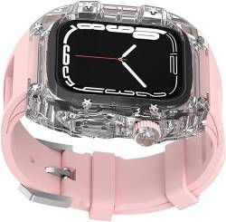 TINTAG 44 mm, 45 mm, 49 mm, kristalltransparentes Uhrengehäuse, Silikon-Uhrenarmband, für Apple Watch 8, 7, 6, 5, 4, SE-Serie, Damen-Sportarmband, Mod-Kit, Uhrenersatzzubehör, 44mm, Achat von TINTAG