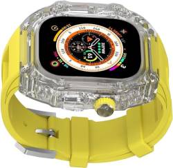 TINTAG 44 mm, 45 mm, 49 mm, kristalltransparentes Uhrengehäuse, Silikon-Uhrenarmband, für Apple Watch 8, 7, 6, 5, 4, SE-Serie, Damen-Sportarmband, Mod-Kit, Uhrenersatzzubehör, 49 mm, Achat von TINTAG