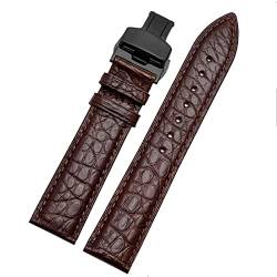TINTAG Krokodilleder-Armband für alle Marken. 12, 13, 14, 15, 16, 17, 18, 19, 20, 21, 22, 23, 24 mm, mit Faltschließe, 24 mm, Achat von TINTAG