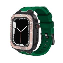 TINTAG Luxuriöse Schutzhülle und Armband für Apple Watch 44 mm / 45 mm, Modifikationsset, Metalllünette, Gummiband, Mod-Set iWatch Serie 8, 7, 6, SE, 5, 4, 3, 45 mm, Achat von TINTAG