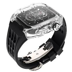 TINTAG Transparentes Uhrengehäuse und Silikon-Uhrenarmband, für Apple Watch 45 mm, Mod Kit 44 mm, 45 mm, Sportbandlünette, für iWatch Serie 8, 7, SE, 6, 5, 4, 44MM, Achat von TINTAG