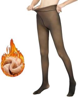 TINYAT Thermo Strumpfhose Damen Perfekt Beine Winter Thermostrumpfhosen für Damen Fleece Abnehmen Gefütterte Strumpfhose Gefälschte Durchscheinend Plüschstrümpfe Pantyhose Warme Leggings für Frauen von TINYAT