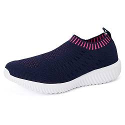 TIOSEBON Damen Sportschuhe Lässige Mesh-Walking-Turnschuhe - Atmungsaktive Laufschuhe 39 EU Navy blau von TIOSEBON