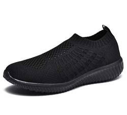 TIOSEBON Damen Sportschuhe Lässige Mesh-Walking-Turnschuhe - Atmungsaktive Laufschuhe 40 EU Pure Schwarz von TIOSEBON