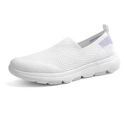 TIOSEBON Damen Turnschuhe Sportlich Slip On Gym Sport Turnschuhe Leichte Atmungsaktive Walking Tennis Schuhe 37.5 EU Weiß von TIOSEBON