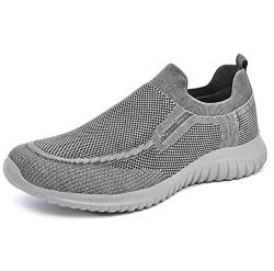 TIOSEBON Herren Turnschuhe Mesh Wander Schuhe - Elastische Leichte Atmungsaktive Slip On Tennis Turnschuhe 46 EU Grau von TIOSEBON