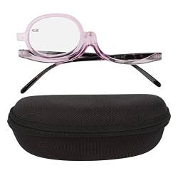 Make-up-Lesebrille, Herunterklappbare Vergrößerungs-Kosmetiklesebrille für Frauen, Ein-Augen-Kosmetiklesebrille mit Rotierender Linse, Einzelne Linse, Herunterklappbare, Rotierende(+2,50) von TITA-DONG