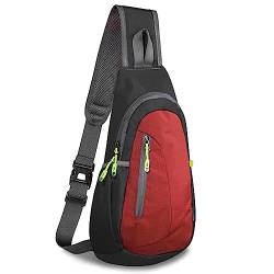 TITECOUGO Small Sling Bag Lightweight Crossbody Bag for Women Rucksack for Men Running Backpack Travel Chest Pack Shoulder Daypack for Gym Work Outdoor Hiking Sports Black/Red von TITECOUGO