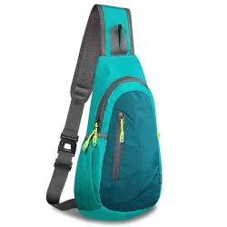 TITECOUGO Small Sling Bag Lightweight Crossbody Bag for Women Rucksack for Men Running Backpack Travel Chest Pack Shoulder Daypack for Gym Work Sports Hiking Outdoor Green/Dark Green von TITECOUGO