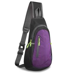 TITECOUGO Small Sling Bag Lightweight Crossbody Bag for Women Rucksack for Men Running Backpack Travel Chest Pack Shoulder Daypack for Hiking Outdoor Gym Work Sports Black/Purple von TITECOUGO