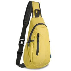 TITECOUGO Small Sling Bag Lightweight Crossbody Canvas Bag for Women Rucksack for Men Running Backpack Travel Chest Pack Shoulder Daypack for Gym Work Outdoor Hiking Sports Yellow von TITECOUGO
