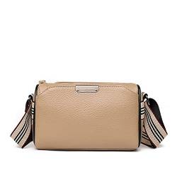 TIYETA Frauen Crossbody Handtaschen Echtes Leder Breiter Riemen Umhängetasche Geldbörse Kamera Crossbody Geldbörse Top Zip,Khaki von TIYETA