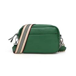 TIYETA Handytasche Crossbody Bag Damen Leder Breiter Gurt Handtasche Messenger Bag,Grün von TIYETA