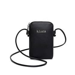 TIYETA Kleine Crossbody Handy Geldbörse Für Frauen Handy Handtasche Crossbody Handy Tasche PU Leder Crossbody Bag,Black 1 von TIYETA