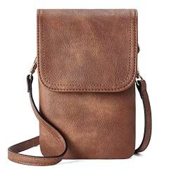 TIYETA Kleine Crossbody Handy Geldbörse Für Frauen Handy Handtasche Crossbody Handy Tasche PU Leder Crossbody Bag,Braun von TIYETA