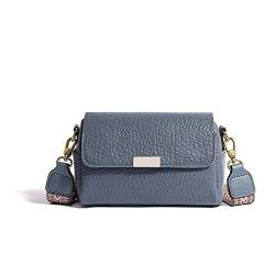 TIYETA Kleine Umhängetasche Damen Handytasche Crossbody Bag Leder Breiter Gurt Handtasche Messenger Bag,Blau von TIYETA