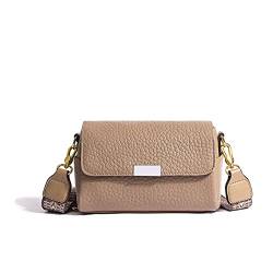 TIYETA Kleine Umhängetasche Damen Handytasche Crossbody Bag Leder Breiter Gurt Handtasche Messenger Bag,Khaki 1 von TIYETA