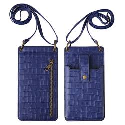 TIYETA Mini Bag Handytasche Umhängen Damen Umhängetasche Klein,Leder Crossbody Bag,Blau von TIYETA