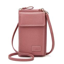 TIYETA Schultertasche Frauen Brieftasche Cross-Body Handy Schultertasche Kleine Damen Geldbörse Handy Mini-Tasche Kartenhalter Umhängetasche,Dark pink von TIYETA