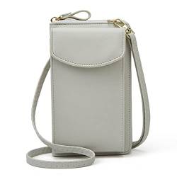 TIYETA Schultertasche Frauen Brieftasche Cross-Body Handy Schultertasche Kleine Damen Geldbörse Handy Mini-Tasche Kartenhalter Umhängetasche,Light Gray von TIYETA