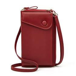 TIYETA Schultertasche Frauen Brieftasche Cross-Body Handy Schultertasche Kleine Damen Geldbörse Handy Mini-Tasche Kartenhalter Umhängetasche,Rot von TIYETA