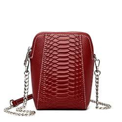 TIYETA Schultertasche Handytasche Mit Geldbörse Krokodil Umhängetasche Damen Klein,Schultertasche, Handytasche Mit Vielen Fächern Crossbody Tasche,Rot von TIYETA