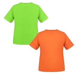 TIZAX 2 Stück Kinder UV Shirt Kurzarm Jungen Badeshirt Schwimmshirt Schnelltrocknend UPF 50+ Sonnenschutz Rash Guard T-Shirt Orange+Grün 13-14 Jahre von TIZAX