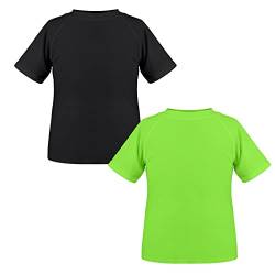 TIZAX 2 Stück Kinder UV Shirt Kurzarm Jungen Badeshirt Schwimmshirt Schnelltrocknend UPF 50+ Sonnenschutz Rash Guard T-Shirt Schwarz+Grün 7-8 Jahre von TIZAX