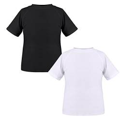 TIZAX 2 Stück Kinder UV Shirt Kurzarm Jungen Badeshirt Schwimmshirt Schnelltrocknend UPF 50+ Sonnenschutz Rash Guard T-Shirt Schwarz+Weiß 11-12 Jahre von TIZAX