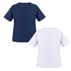 TIZAX 2 Stück Kinder UV Shirt Kurzarm Jungen Badeshirt Schwimmshirt Schnelltrocknend UPF 50+ Sonnenschutz Rash Guard T-Shirt Weiß+Marineblau 13-14 Jahre von TIZAX