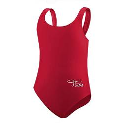 TIZAX Einteiliger Badeanzug für Mädchen Kinder Racerback Sport Schwimmanzug Rot 5 Jahre 110 von TIZAX