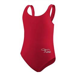 TIZAX Einteiliger Badeanzug für Mädchen Kinder Racerback Sport Schwimmanzug Rot 6 Jahre 116 von TIZAX