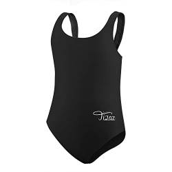 TIZAX Einteiliger Badeanzug für Mädchen Kinder Racerback Sport Schwimmanzug Schwarz 15-16 Jahre 170 von TIZAX