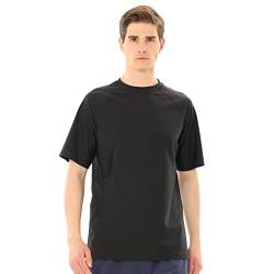 TIZAX UV Badeshirt Herren Kurzarm Schwimmshirt Rash Guards UPF50+ Sonnenschutz Männer Wassersport T-Shirt Schnelltrocknend Schwarz M von TIZAX