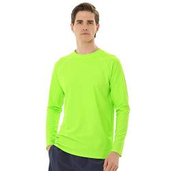 TIZAX UV Badeshirt Herren Langarm Schwimmshirt Rash Guard Shirt Männer UPF50+ Sonnenschutz Wassersport T-Shirt Schnelltrocknend Grün 3XL von TIZAX