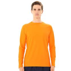 TIZAX UV Badeshirt Herren Langarm Schwimmshirt Rash Guard Shirt Männer UPF50+ Sonnenschutz Wassersport T-Shirt Schnelltrocknend Orange 3XL von TIZAX