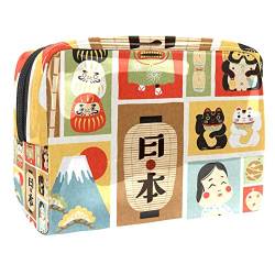 Tragbare Make-up-Tasche mit Reißverschluss, Reise-Kulturbeutel für Frauen, praktische Aufbewahrung, Kosmetiktasche, japanisches Kultur-Symbol von TIZORAX