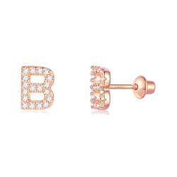 Buchstabe B Ohrringe Silber 925, TIZU Initiale Kleine Ohrringe für Mädchen Damen Geschenke für Geburtstag von TIZU