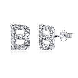 Buchstabe B Ohrringe Silber 925, TIZU Initiale Kleine Ohrringe für Mädchen Damen Geschenke für Geburtstag von TIZU