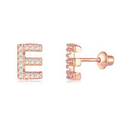 Buchstabe E Ohrringe Silber 925, TIZU Initiale Kleine Ohrringe für Mädchen Damen Geschenke für Geburtstag von TIZU