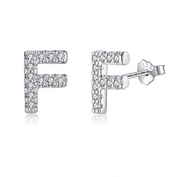 Buchstabe F Ohrringe Silber 925, TIZU Initiale Kleine Ohrringe für Mädchen Damen Geschenke für Geburtstag von TIZU