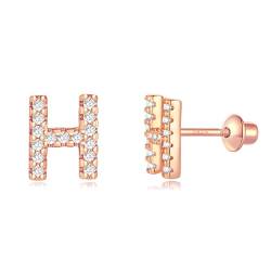 Buchstabe H Ohrringe Silber 925, TIZU Initiale Kleine Ohrringe für Mädchen Damen Geschenke für Geburtstag von TIZU
