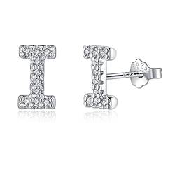 Buchstabe I Ohrringe Silber 925, TIZU Initiale Kleine Ohrringe für Mädchen Damen Geschenke für Geburtstag von TIZU