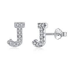 Buchstabe J Ohrringe Silber 925, TIZU Initiale Kleine Ohrringe für Mädchen Damen Geschenke für Geburtstag von TIZU