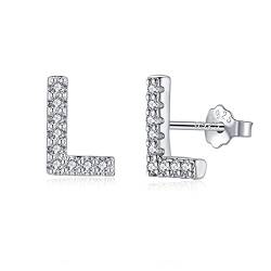 Buchstabe L Ohrringe Silber 925, TIZU Initiale Kleine Ohrringe für Mädchen Damen Geschenke für Geburtstag von TIZU