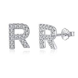 Buchstabe R Ohrringe Silber 925, TIZU Initiale Kleine Ohrringe für Mädchen Damen Geschenke für Geburtstag von TIZU